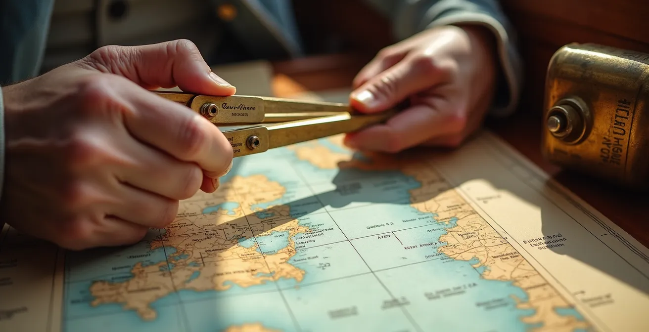 Vue aérienne de l'arc antillais avec trajectoires de navigation entre îles