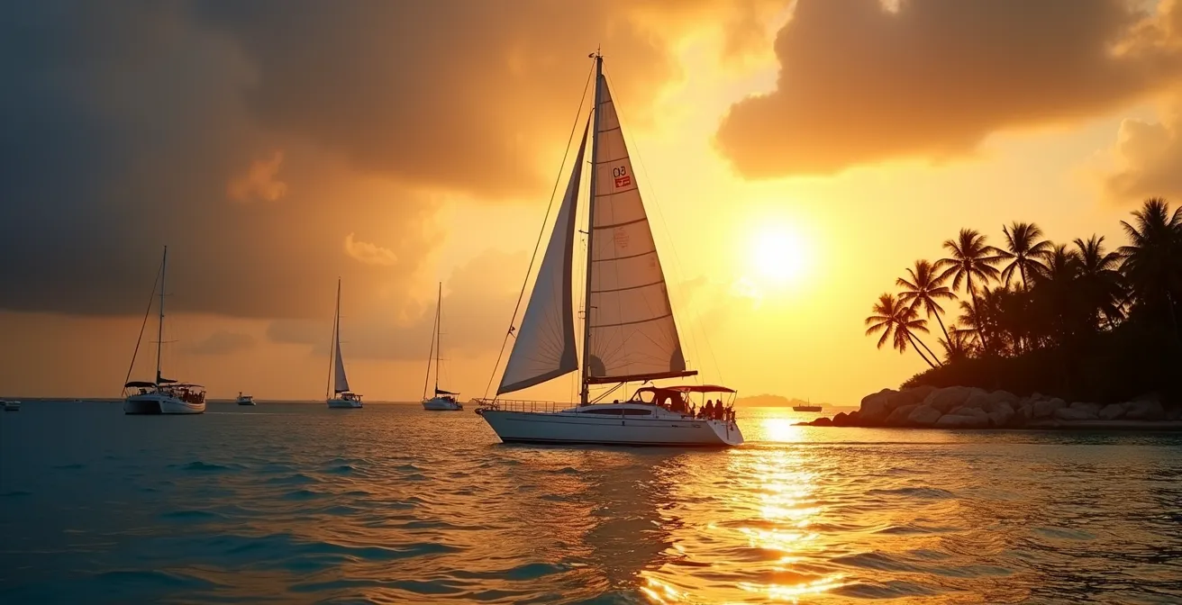 Arrivée d'un voilier de transat dans la baie du Marin en Martinique