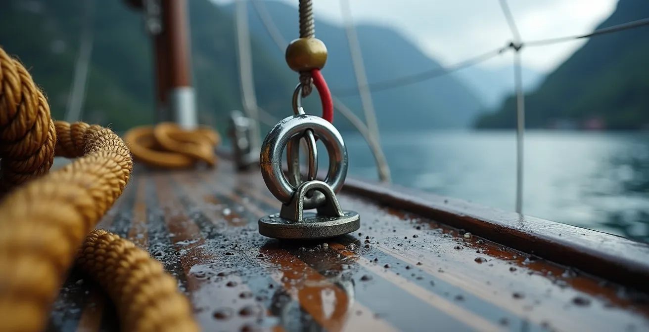 Pont de voilier avec équipement de navigation spécialisé pour les fjords norvégiens