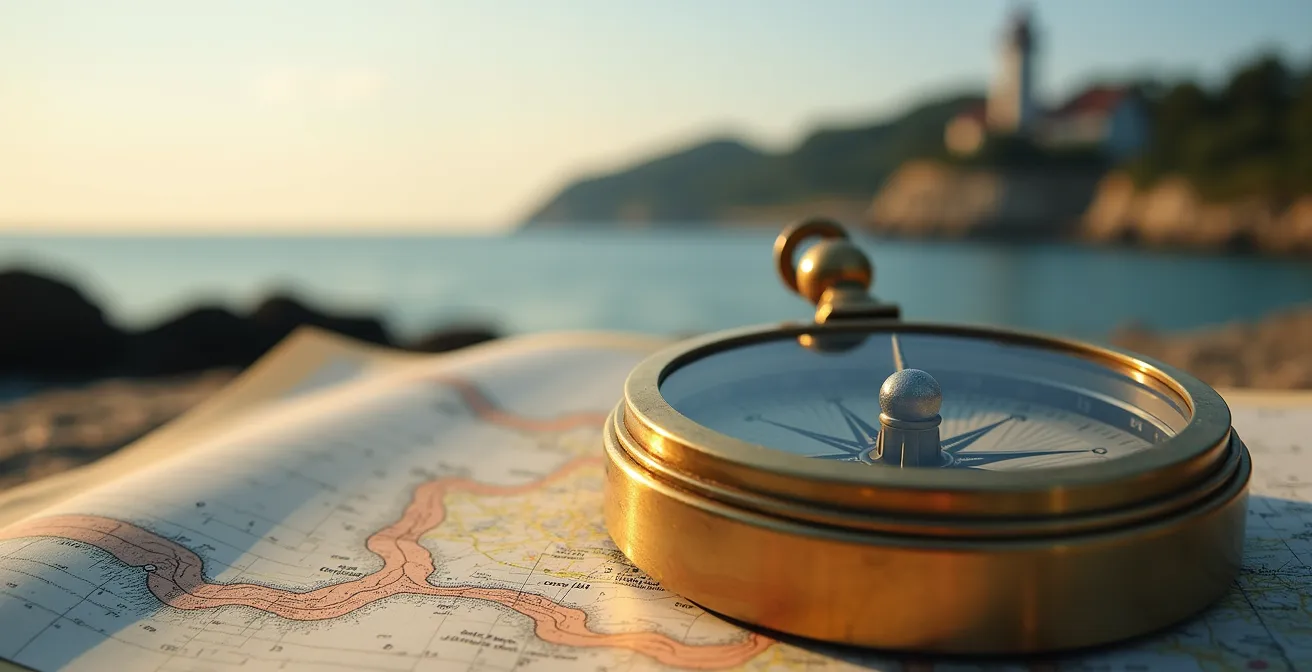 Navigation côtière avec identification d'amers sur la côte française